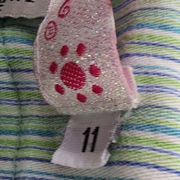 Adiva CAPRI PANTS MID RISE GREEN AND WHITE PINSTRIPE SIZE 11 - Picture 4 of 4